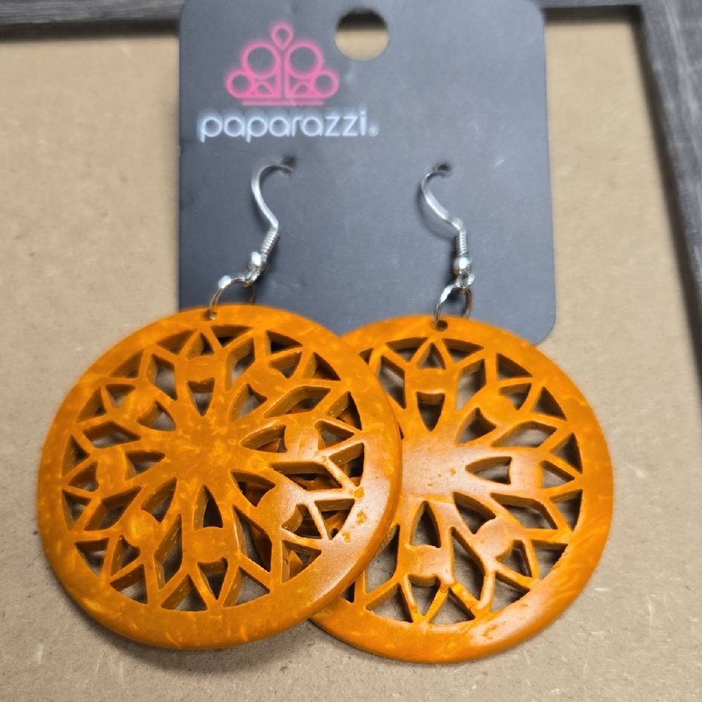 Paparazzi Bold Orange Filigree Earrings